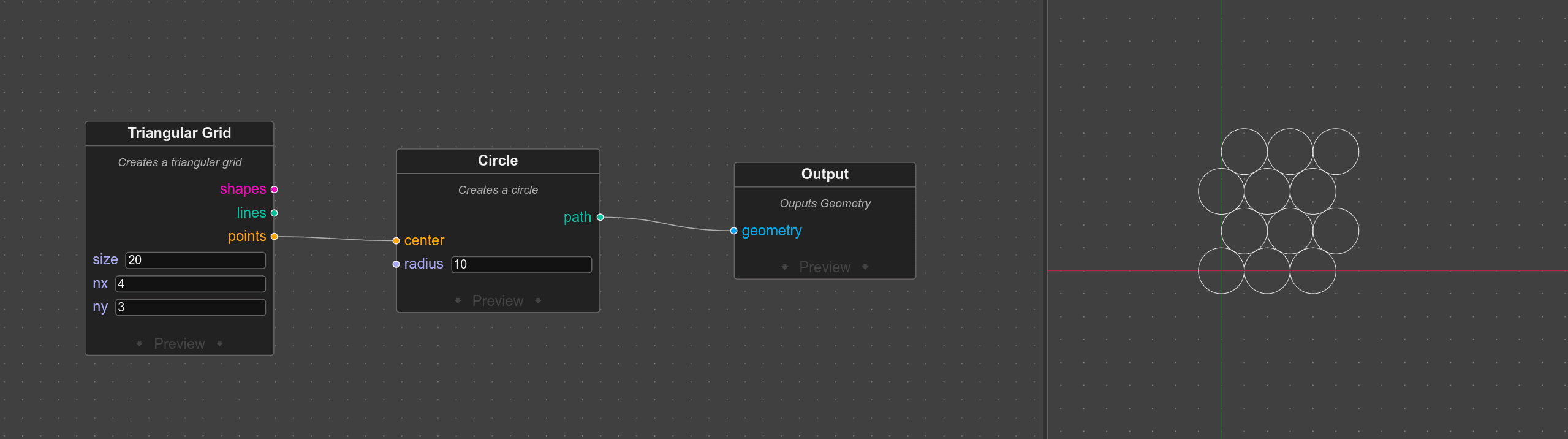 Circle Node with Grid input
